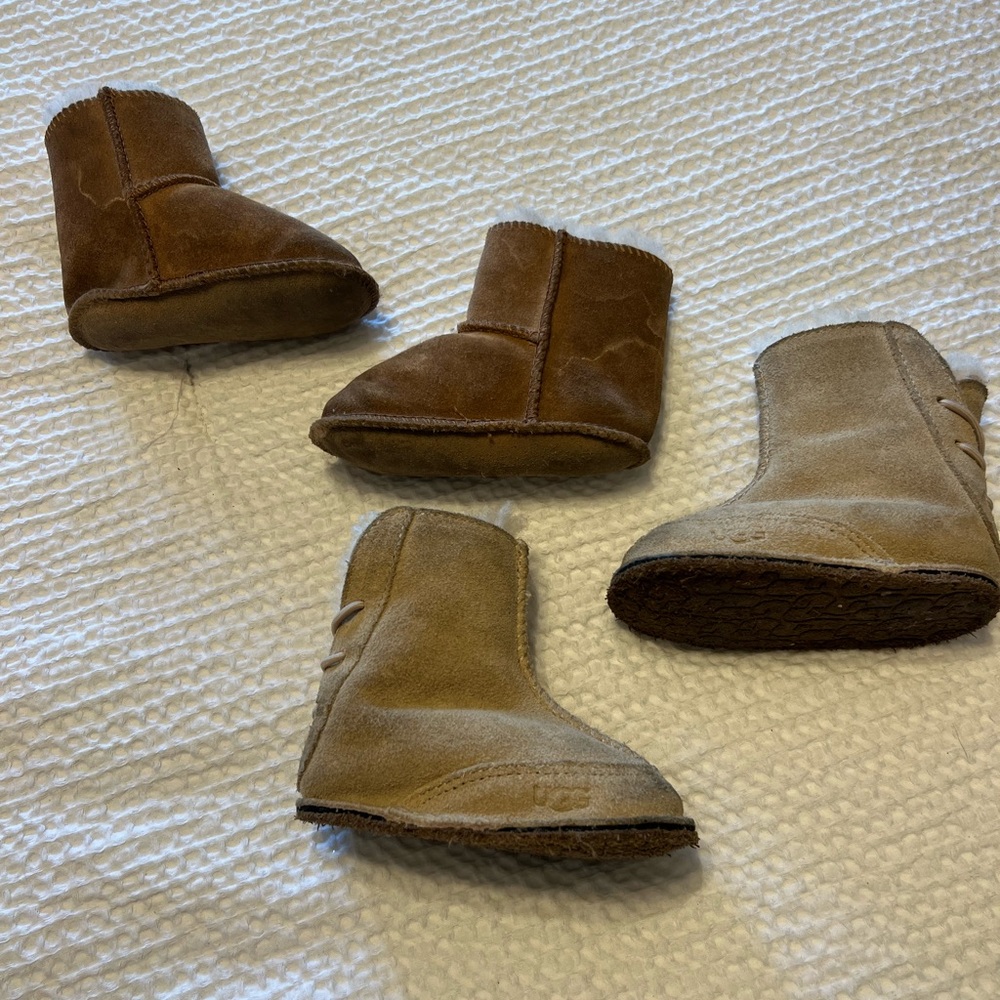 UGG Tan Baby Walker Boots with Cream Lining - Picture 3 of 4